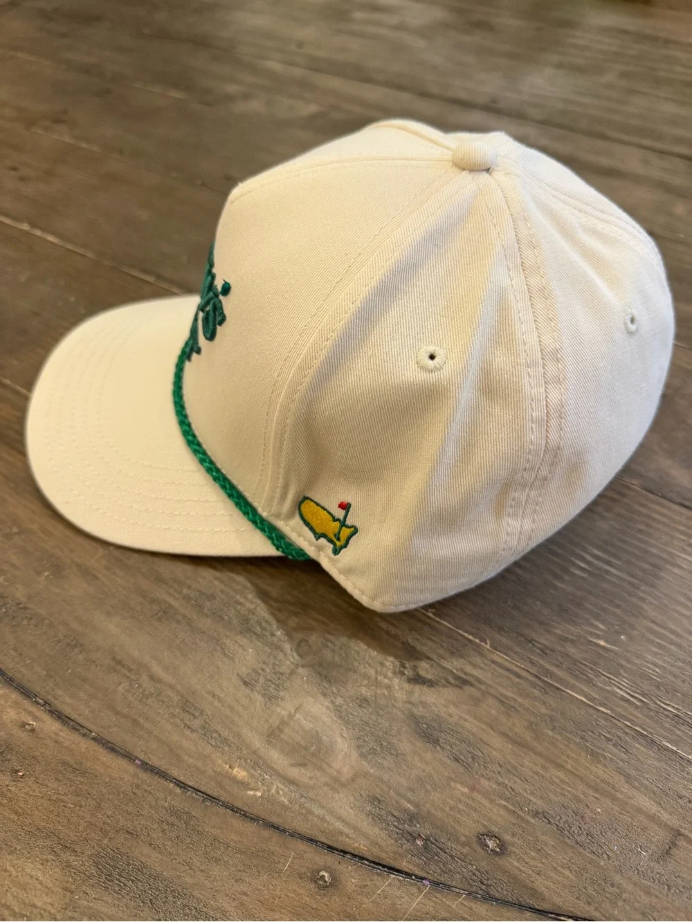 Masters Cream and Green “Crow’s Nest” Rope-Trim Baseball Hat EUC